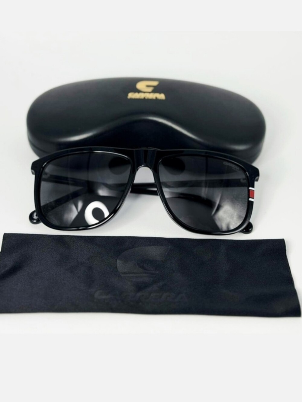 Carrera Black Sunglasses with Subtle Red Accent